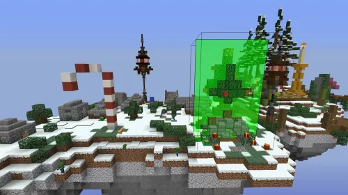 A screenshot of TemplateTool scanning a decorative Christmas tree on the Mineplex server (December 2016).